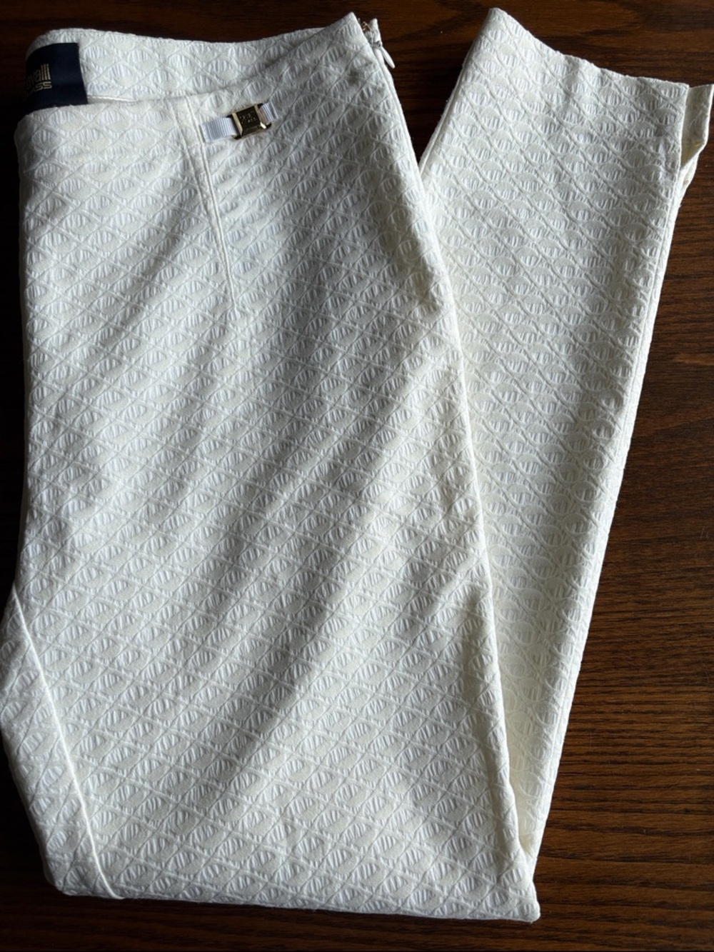 Roberto Cavalli Class  cream/white pattern cropped  cigarette pants EUC